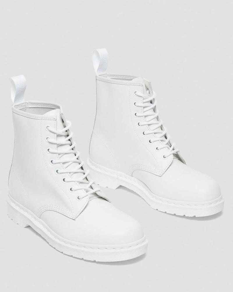 Dr Martens 1460 Mono Smooth Lær Snørestøvletter Dame Hvite | Norge 602OKI